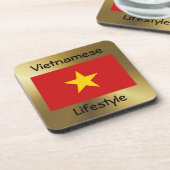 Vietnam-Flagge+Text-Untersetzer Untersetzer (Linke Seite)