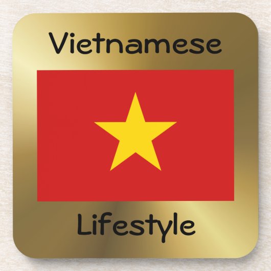 Vietnam-Flagge+Text-Untersetzer Untersetzer (Vorderseite)