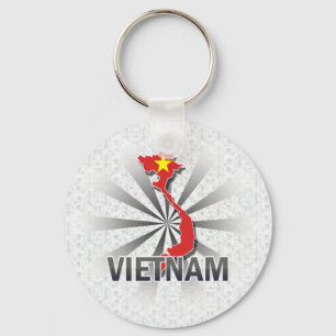 Vietnam-Flaggen-Karte 2,0 Schlüsselanhänger