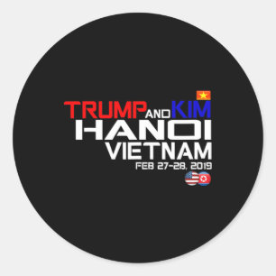 Vietnam-Gipfel Kim und Trump T-Shirt Runder Aufkleber