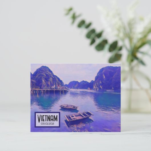 Vietnam Ha Long Bay benutzerdefinierbare Datumskar Postkarte (Stehend Vorderseite)