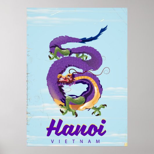 Vietnam Hanoi Vintage Drachenschildkröte Poster (Vorne)
