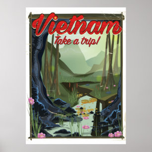 Vietnam Höhle Cartoon Reiseplakat Poster