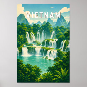 Vietnam Illustration Reise Kunst Vintage Poster