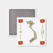 Vietnam Karte + Flaggen Magnet (Vorderseite/Rückseite)