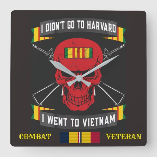 VIETNAM-KRIEG-KOPF QUADRATISCHE WANDUHR (Vorderseite)