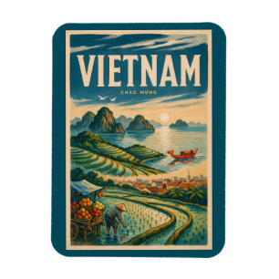Vietnam Kultur Illustration Reise Kunst Vintage Magnet