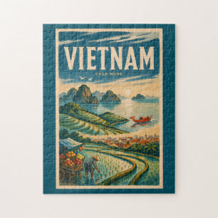 Vietnam Kultur Illustration Reise Kunst Vintage Puzzle