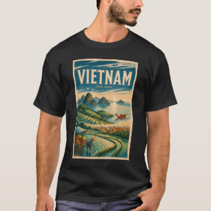 Vietnam Kultur Illustration Reise Kunst Vintage T-Shirt