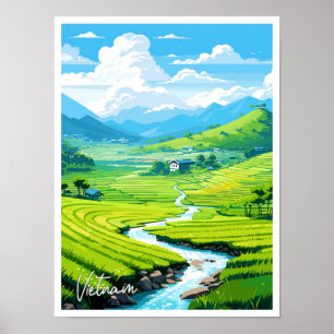 Vietnam Kunst Reise Vintage-Illustration Poster