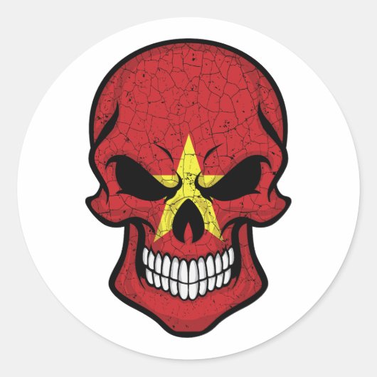 Vietnam lächelt die Schädelflagge Runder Aufkleber (Vorderseite)