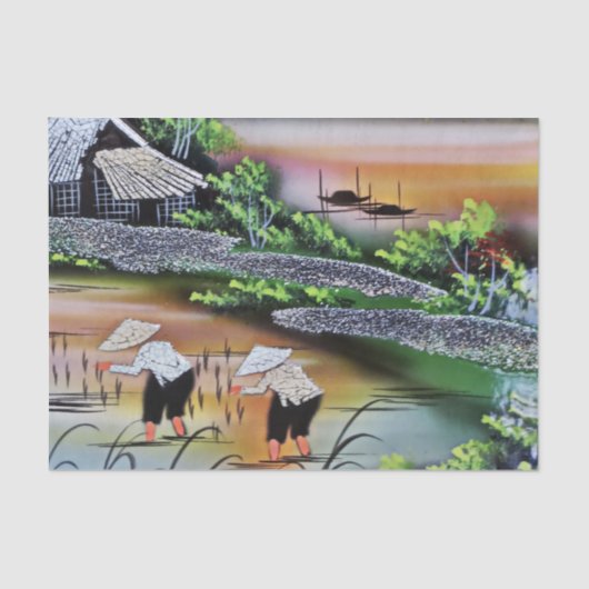 Vietnam Landscape Rice Fields Tissue Decoupage Seidenpapier (Vorderseite)