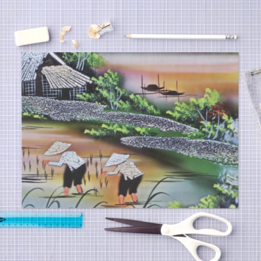 Vietnam Landscape Rice Fields Tissue Decoupage Seidenpapier (Handwerk)