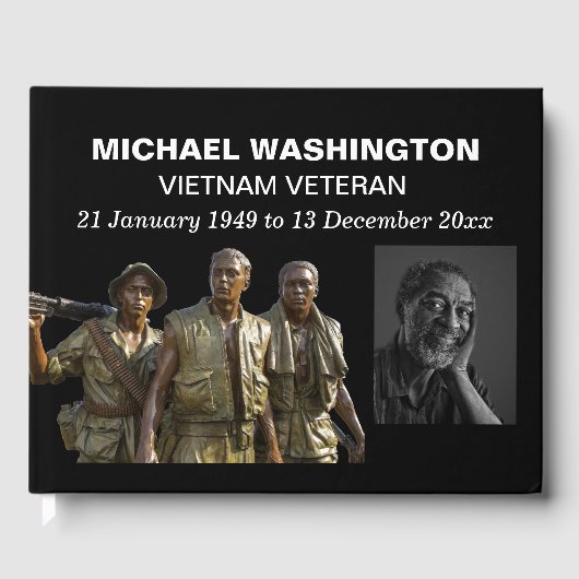 Vietnam Memorial Statue mit Foto Guest Book Gästebuch (Vorderseite)