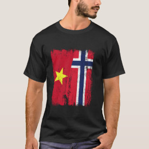 Vietnam Norwegen Halbflagge Vietnamesisch Norwegis T-Shirt