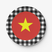 Vietnam Plate, Büffel kariert & Vietnamesisch Flag Pappteller (Vorderseite)