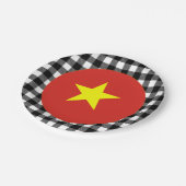 Vietnam Plate, Büffel kariert & Vietnamesisch Flag Pappteller (Schrägansicht)
