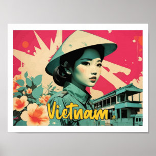 Vietnam Pop-Art-Reiseillustration Poster