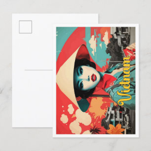 Vietnam Pop-Art-Reiseillustration Postkarte