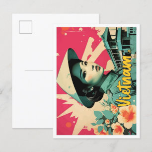 Vietnam Pop-Art-Reiseillustration Postkarte