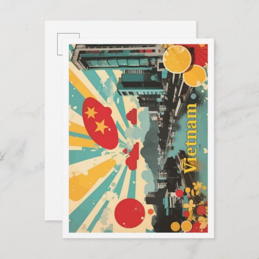 Vietnam Pop Art Travel Illustration Postkarte (Vorne/Hinten)