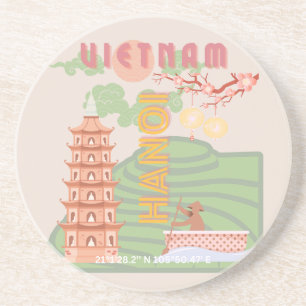 Vietnam Reise Kunst, Vintage Getränkeuntersetzer