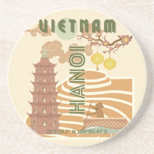 Vietnam Reise Kunst, Vintage Getränkeuntersetzer