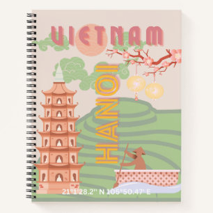 Vietnam Reise Kunst, Vintage Notizblock