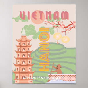 Vietnam Reise Kunst, Vintage Poster