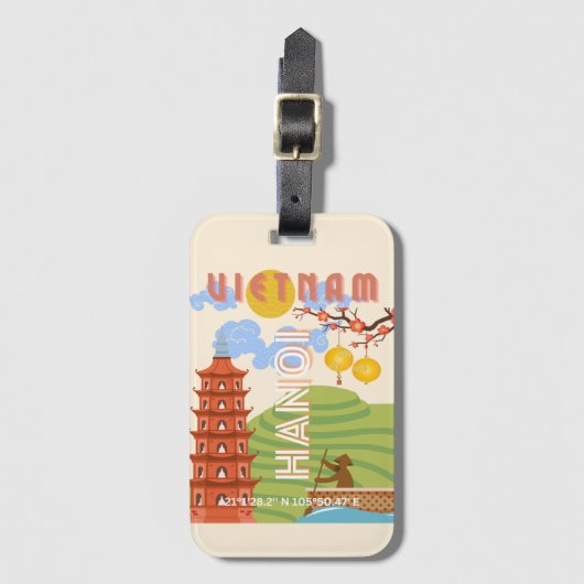 Vietnam Reisekunst Gepäckanhänger (Vorderseite Vertikal)