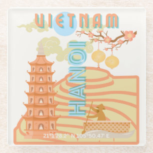 Vietnam Reisekunst Glasuntersetzer