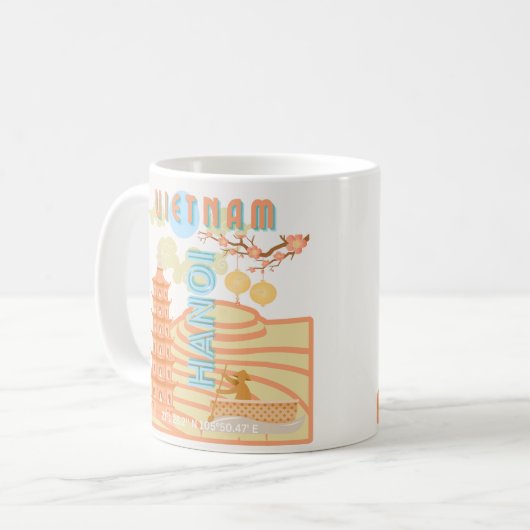 Vietnam Reisekunst Kaffeetasse (Vorderseite Links)