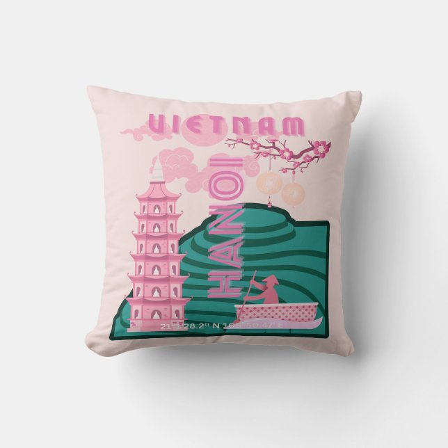 Vietnam Reisekunst Kissen (Vorderseite)