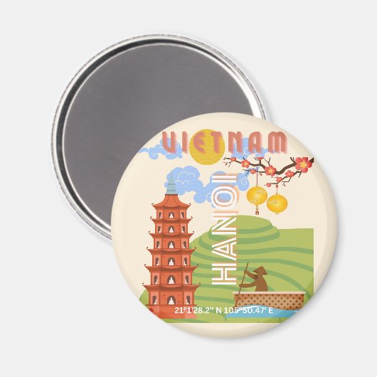 Vietnam Reisekunst Magnet (Vorderseite/Rückseite)