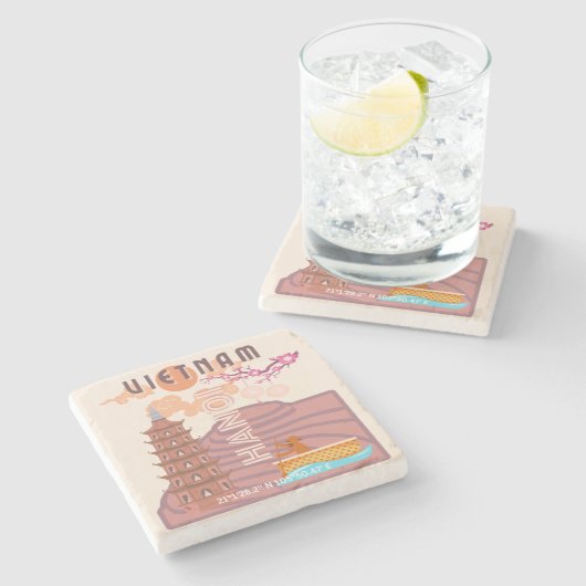 Vietnam Reisekunst Steinuntersetzer (Seitenansicht)