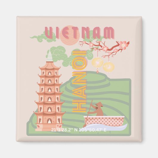 Vietnam Reisekunst, Vintag Magnet (Vorne)