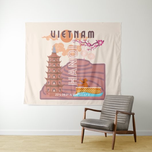 Vietnam Reisekunst Wandteppich (Beispiel (Horizontal))