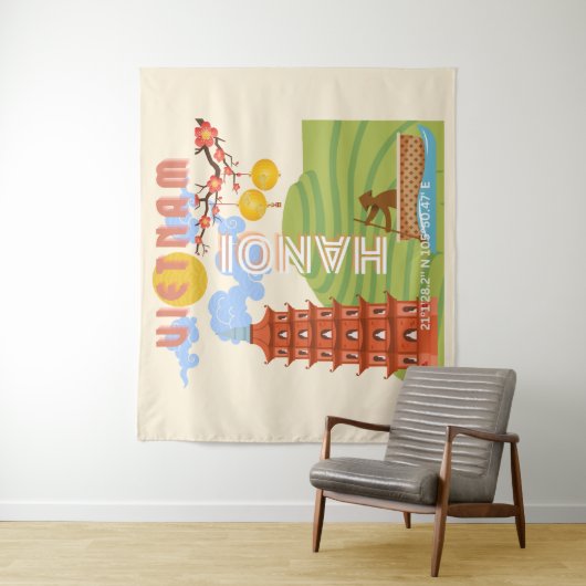 Vietnam Reisekunst Wandteppich (Beispiel)