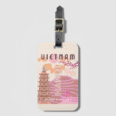 Vietnam Reisen Kunst, Retro Gepäckanhänger (Vorderseite Vertikal)