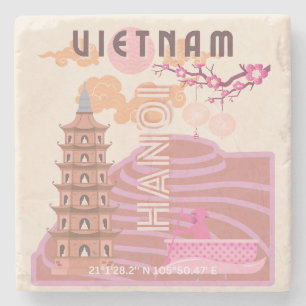 Vietnam Reisen Kunst, Retro Steinuntersetzer