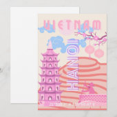 Vietnam Reisen Kunst, Rosa Feiertagskarte (Vorne/Hinten)