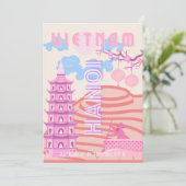 Vietnam Reisen Kunst, Rosa Feiertagskarte (Stehend Vorderseite)