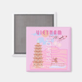 Vietnam Reisen Kunst, Rosa Magnet (Vorderseite/Rückseite)