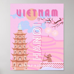 Vietnam Reisen Kunst, Rosa Poster