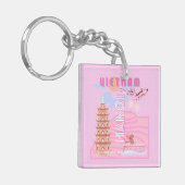 Vietnam Reisen Kunst, Rosa Schlüsselanhänger (Vorderseite links)