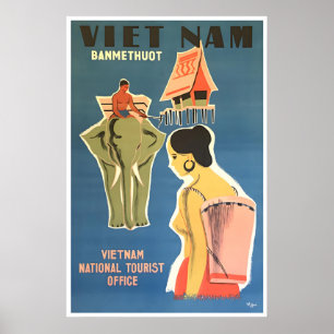 Vietnam Reiseplakat Buon Ma Thuot Vietnamesische K Poster