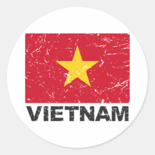Vietnam Retro-Flagge Runder Aufkleber