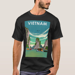 Vietnam Retro Vintag Minimal Country Travel Poste T-Shirt