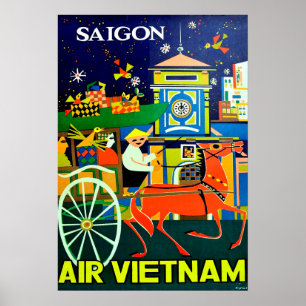 Vietnam, Saigon, Ho chi Minh, Stadt, Vintage Poster