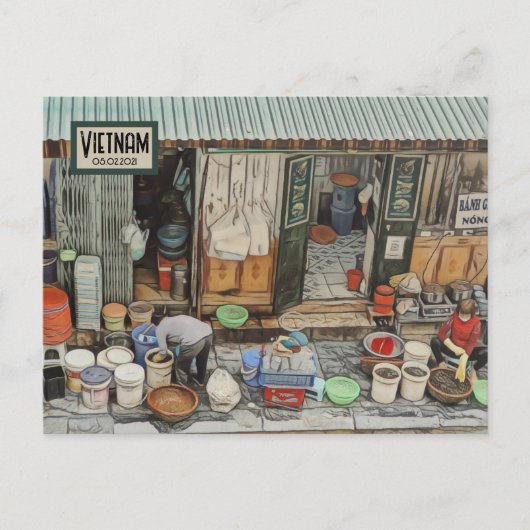 Vietnam Street Life, Customizable Date Postcard Postkarte (Vorderseite)